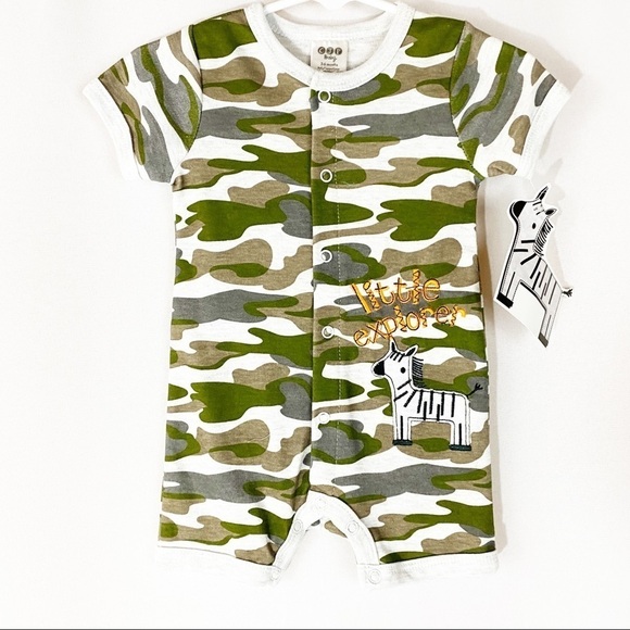 NWT CJP Baby Boy’s Camo Zebra Romper - Picture 1 of 5